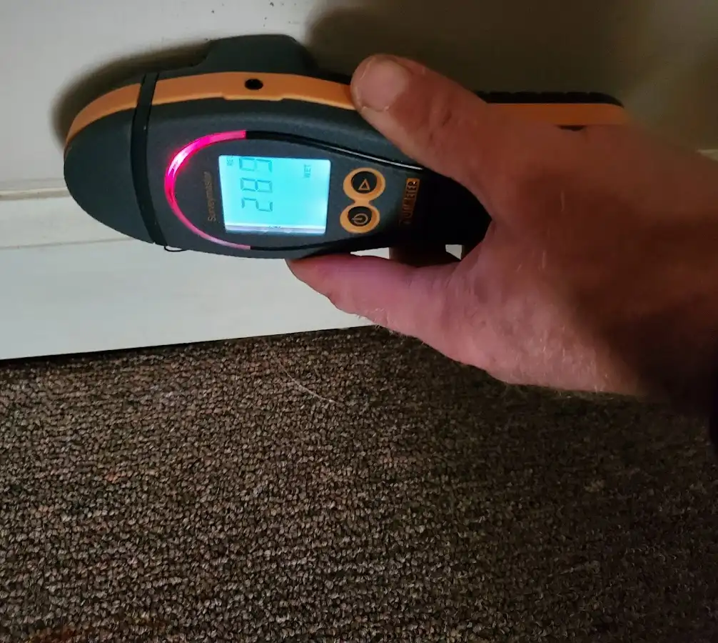 Moisture detection at baseboard during Sewage Cleanup & Sanitation in Merchantville